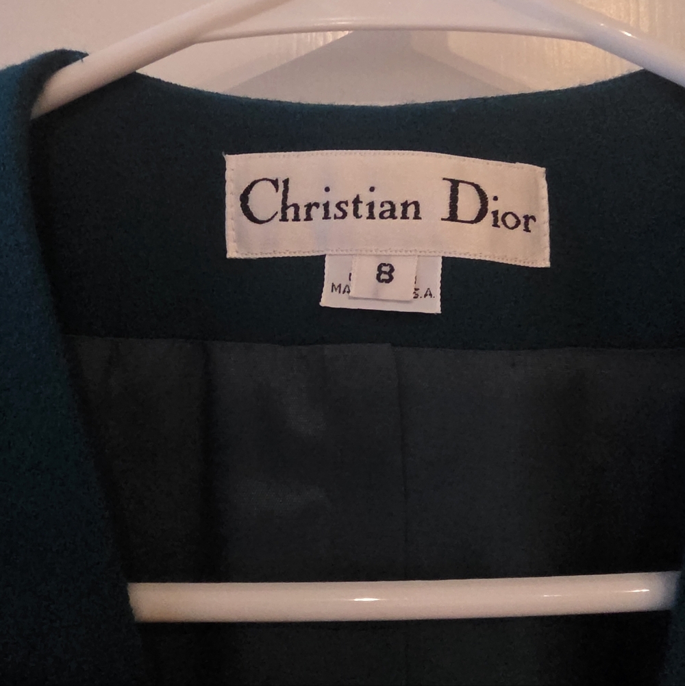 Vintage Teal Christian Dior Skirt Suit Set Size 8. - Picture 11 of 16